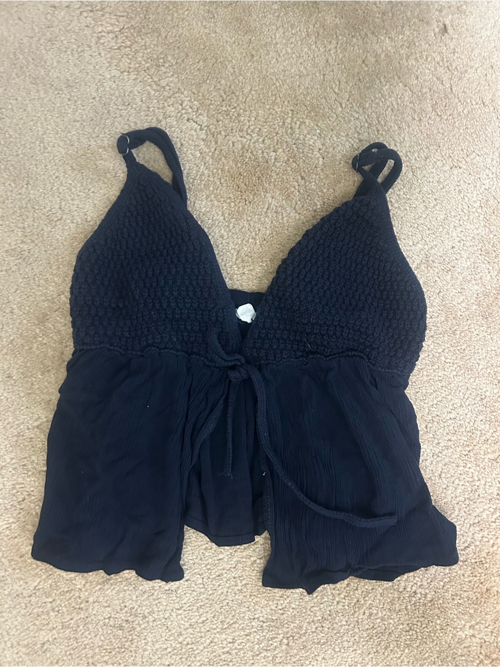 Navy Garage Crop Top